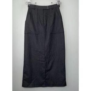 Vintage Harris Wallace Size 6 Petite Black Wool Skirt Heritage Y2K High Waist